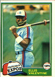 1981 Topps Baseball Cards      445     Ellis Valentine